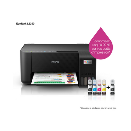 Imprimante Epson EcoTank L3250 multifonction couleur wifi (C11CJ67408) à réservoir rechargeable